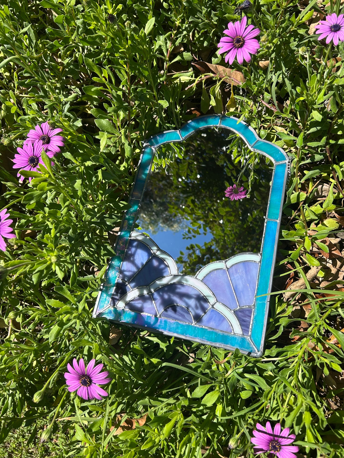 iridescent stained glass mirror