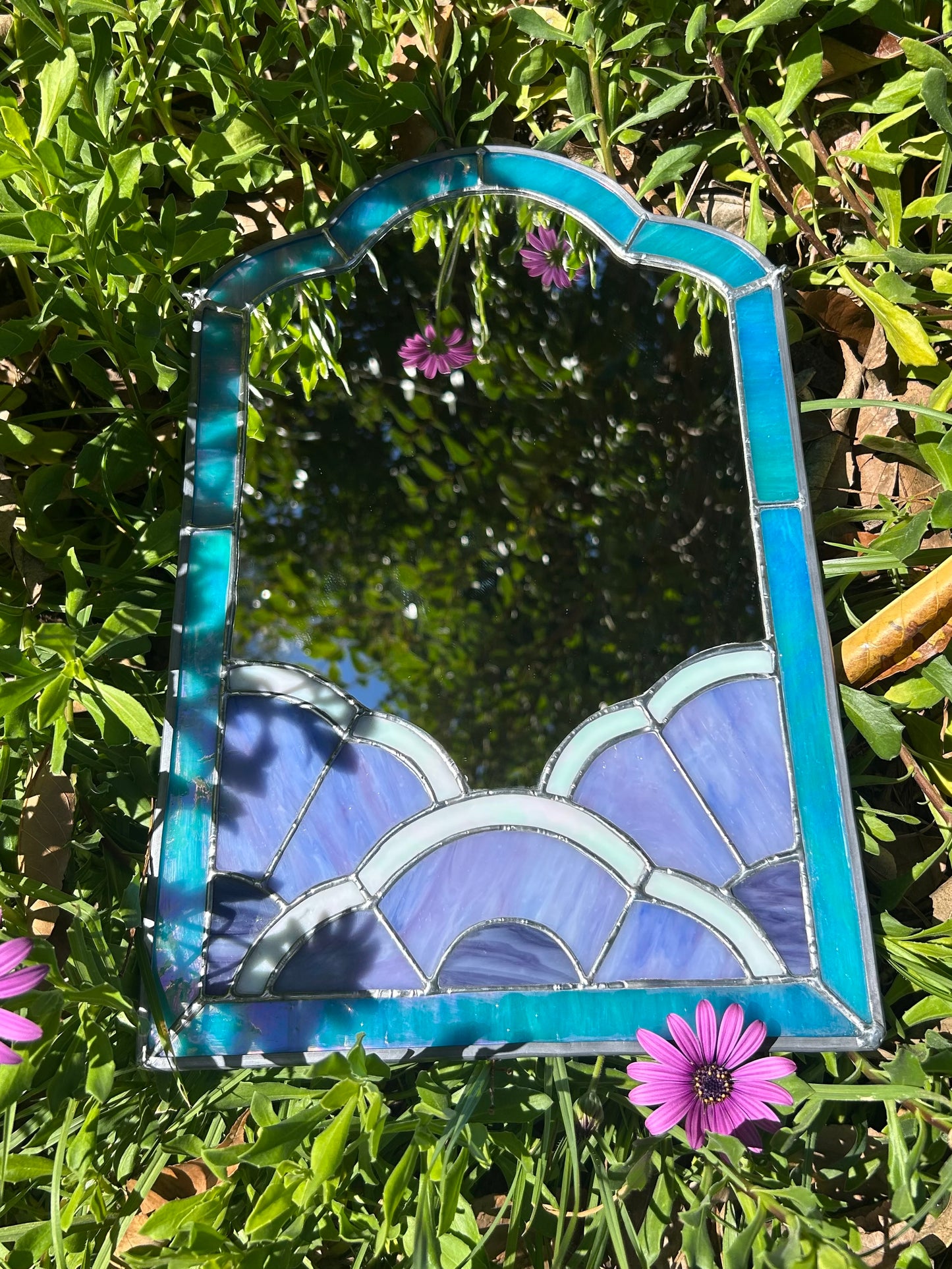 iridescent stained glass mirror