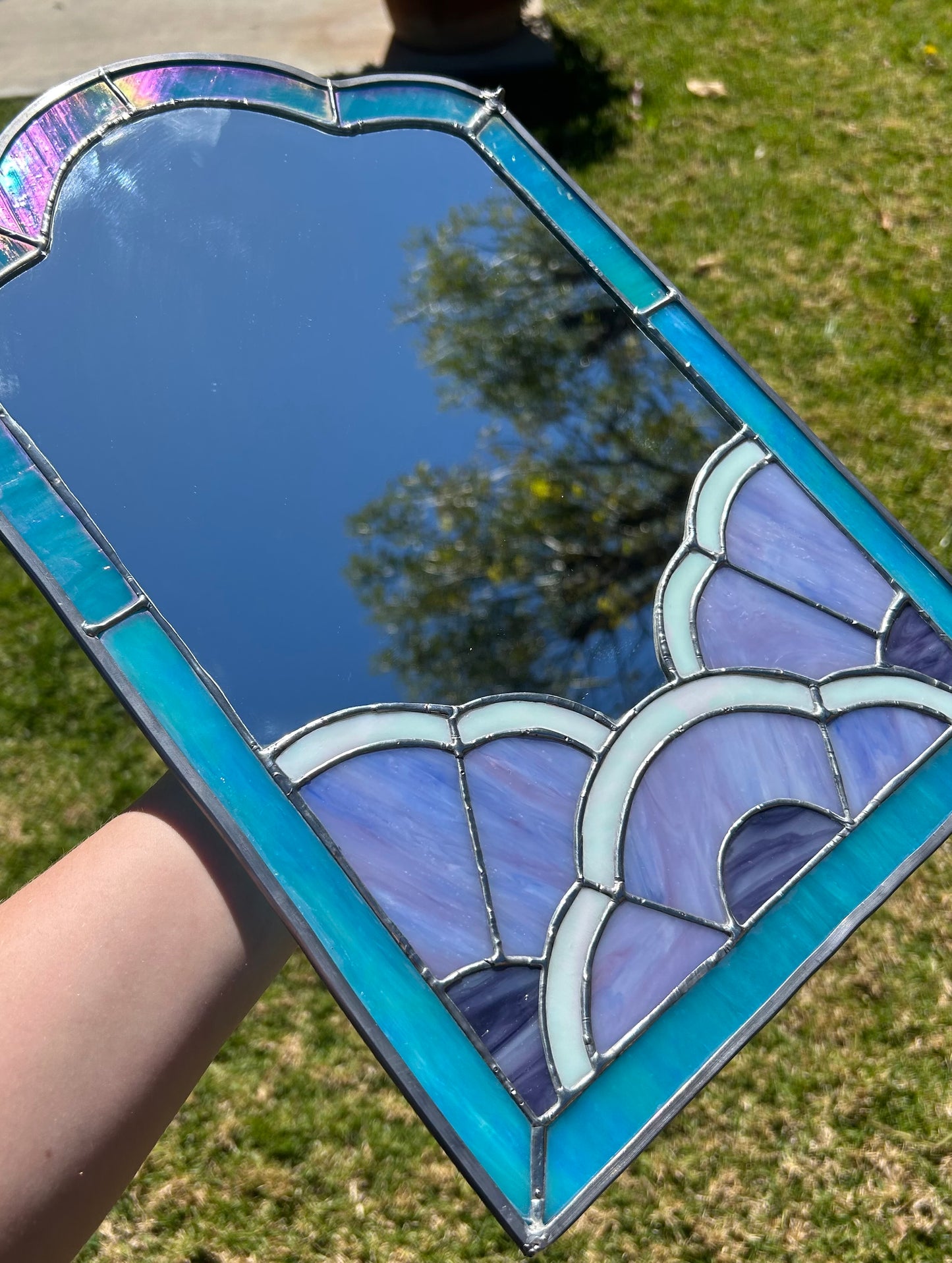 iridescent stained glass mirror